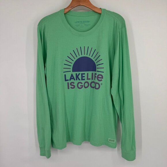Life Is Good Womens Lake Life Long Sleeve Crusher Tee Green size large cotton - Picture 5 of 14